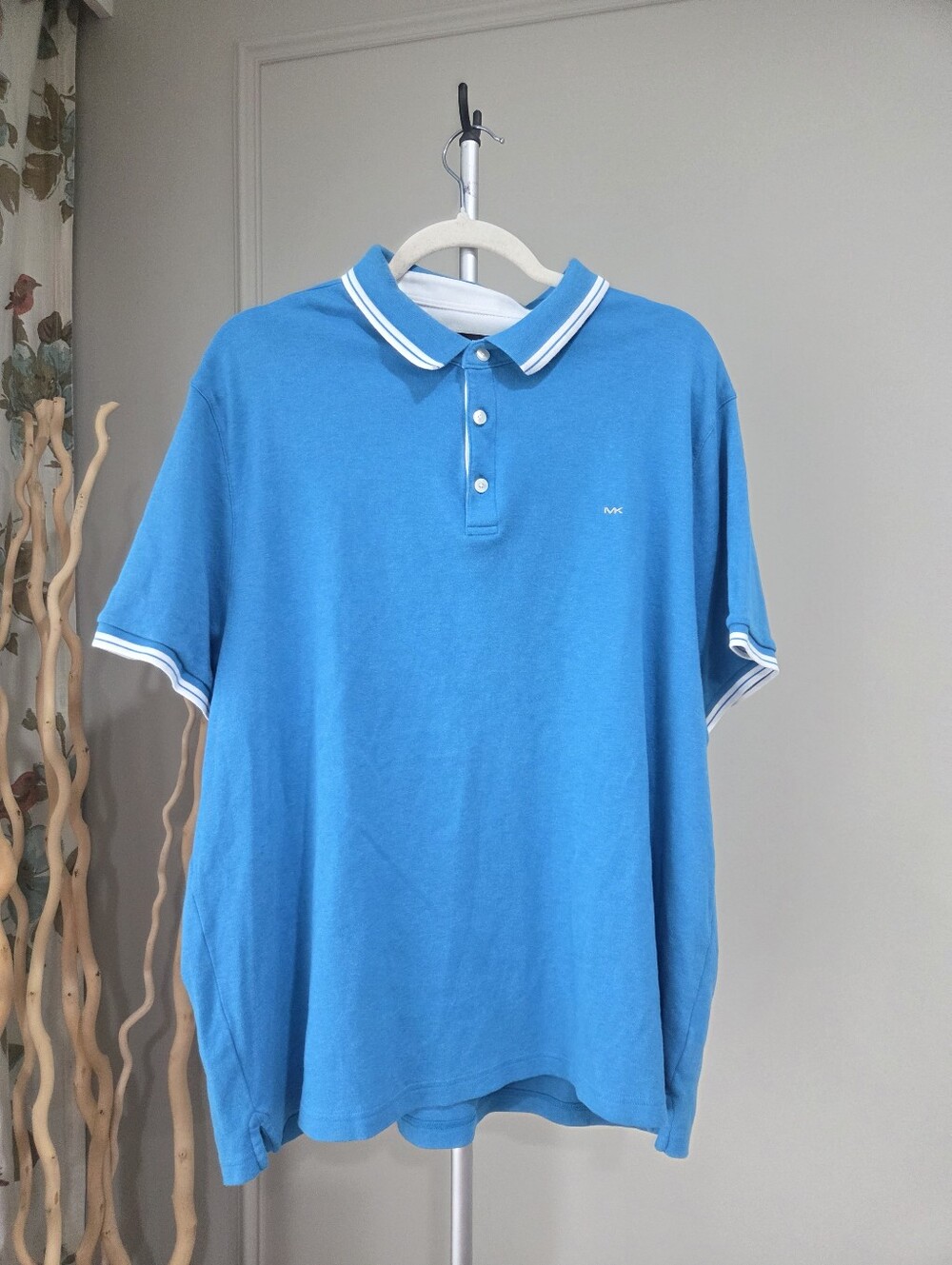 Michael Kors Blue Polo Shirt with White Trim - Men's Sz.XXL